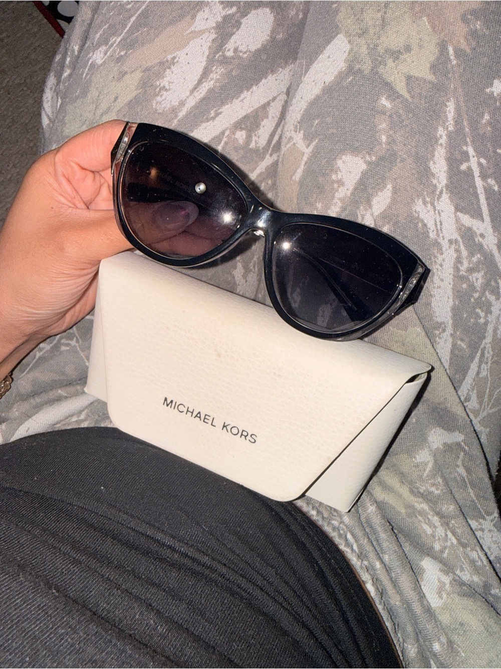 Michael Kors Black Cat-Eye Sunglasses with Dark Lenses